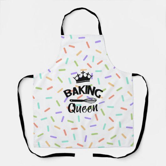 Tablier Rainbow confetti baking queen drôle slogan (Recto)