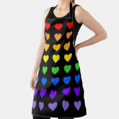 Tablier Rainbow Hearts Gay pride Noir (Insitu)