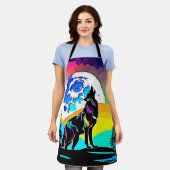 Tablier Rainbow Lunar Wolf Howl Art (Porté)