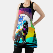 Tablier Rainbow Lunar Wolf Howl Art (Insitu)