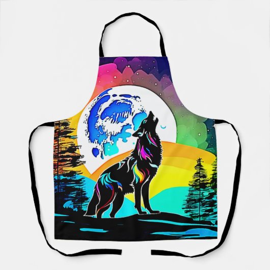 Tablier Rainbow Lunar Wolf Howl Art (Recto)