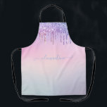 Tablier Rainbow parties scintillant scintillement script g<br><div class="desc">Parties scintillant arc-en-ciel scintillante design moderne girly personnalisé, </div>