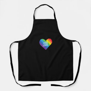 Tablier Rainbow Pride Gay Christian LGBTQ+ Jésus aime T-S