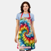 Tablier Rainbow Psychedelic Tie-Dye Apron (Porté)