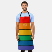 Tablier Rainbow Stride Pride drapeau LGBTQ Monogramme - No (Porté)