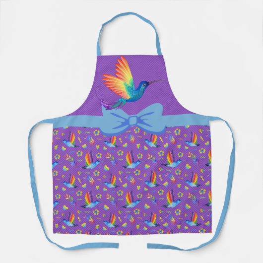 Tablier Rainbows et Love Humming Bird Apron dans Eggplant (Recto)