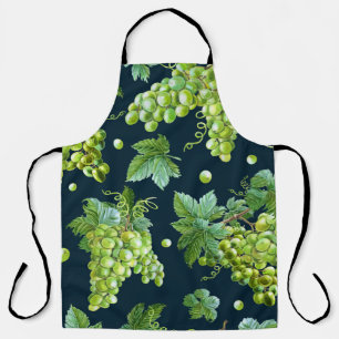Tablier Raisin vert : Aquarelle Motif foncé