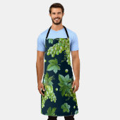 Tablier Raisin vert : Aquarelle Motif foncé (Porté)