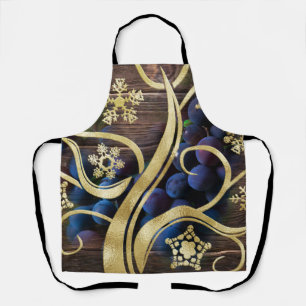 Tablier Raisins Élégants Avec Motif Or