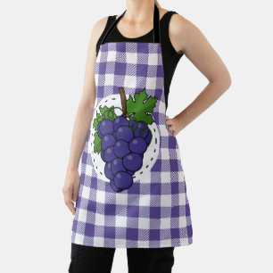 Tablier Raisins sur carreaux violets blancs