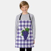 Tablier Raisins sur Plaid violet blanc (Porté)