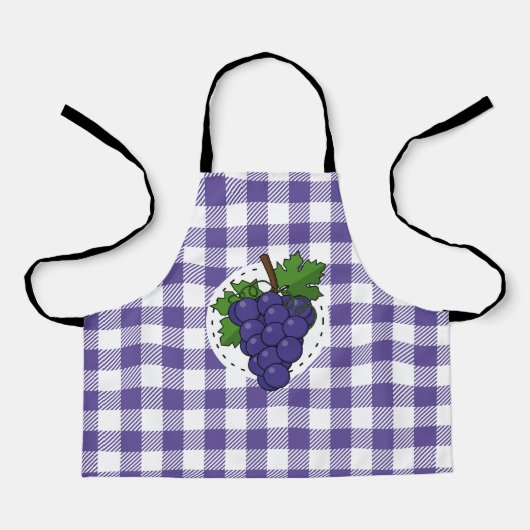 Tablier Raisins sur Plaid violet blanc (Recto)