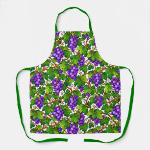 Tablier Raisins violets et feuilles de vigne vertes