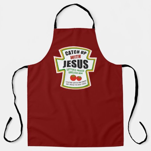 Tablier Ramassez Avec Jésus Drôle Christian Ketchup Tomate (Recto)