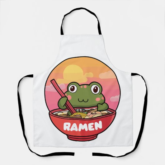 Tablier Ramen mangeant des grenouilles de Kawaii (Recto)