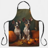 Tablier Rat Terrier Chiot Automne Citrouille délice (Recto)