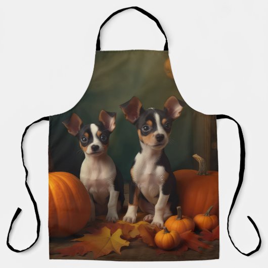 Tablier Rat Terrier Chiot Automne Citrouille délice (Recto)