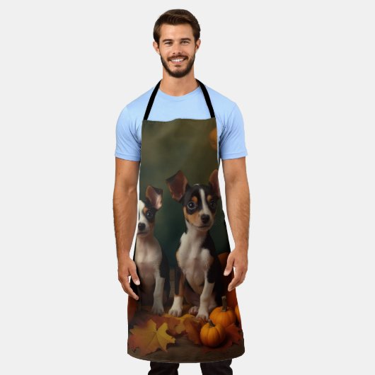 Tablier Rat Terrier Chiot Automne Citrouille délice (Porté)