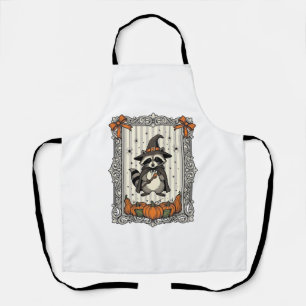 Tablier Raton laveur de Halloween Sorcière Citrouille Vint