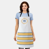 Tablier rayé blanc et jaune monogramme (Porté)