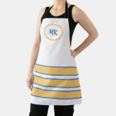 Tablier rayé blanc et jaune monogramme (Insitu)