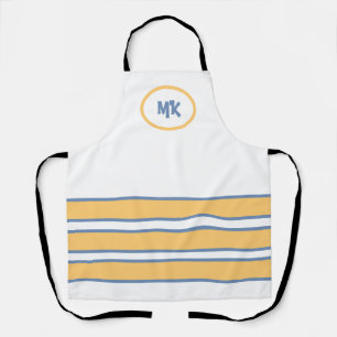 Tablier rayé blanc et jaune monogramme