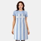 Tablier rayé bleu barbeau bonbon (Porté)