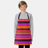 Tablier rayé orange, magenta et violet (Porté)