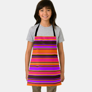 Tablier rayé orange, magenta et violet