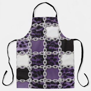 Tablier Rayon ultraviolet transparent léopard et chaîne ar