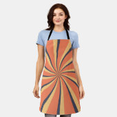 Tablier Rayons de soleil de style orange et bleu foncé (Porté)