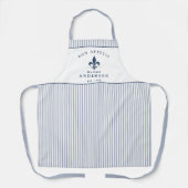 Tablier Rayure bleue de bistrot français Fleur de Lis pers (Recto)