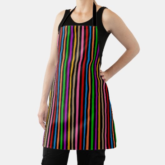 Tablier Rayures arc-en-ciel colorées - Noir (Insitu)