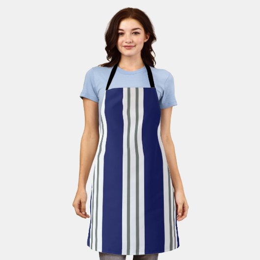 Tablier Rayures Bleues et Blanches Côtières (Porté)
