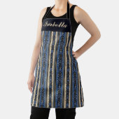 Tablier Rayures en damas bleu et or (Insitu)