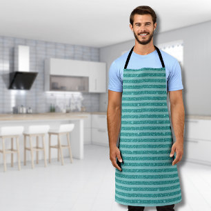 Tablier Rayures Horizontales de Style Pailleté Vert Cyan