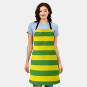 Tablier Rayures jaune et verte (Porté)
