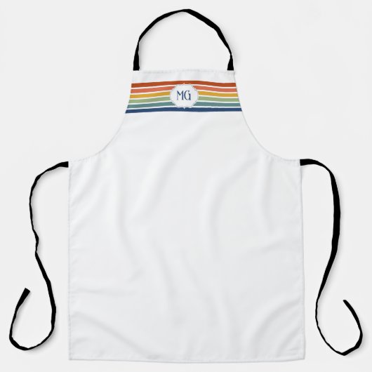 Tablier Rayures minimalistes monogrammées rétro (Recto)