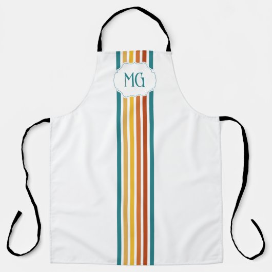 Tablier Rayures minimalistes monogrammées rétro (Recto)
