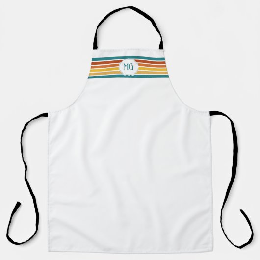 Tablier Rayures minimalistes monogrammes rétro (Recto)