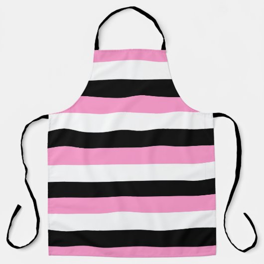 Tablier Rayures noires, blanches et roses (Recto)