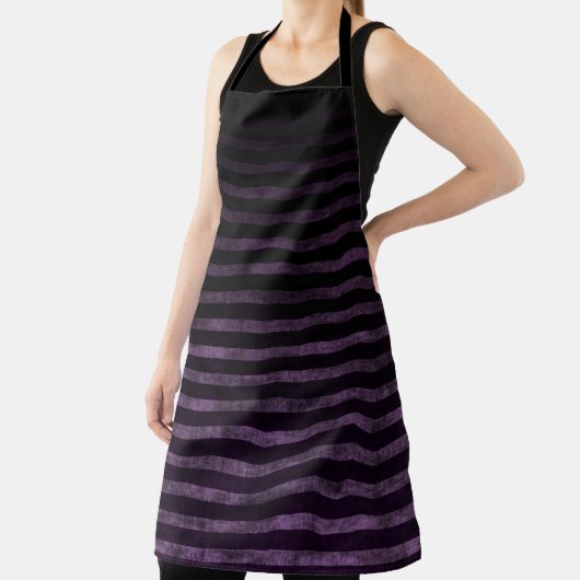 Tablier Rayures ombrées grunge noir et violet (Insitu)