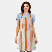 Tablier Rayures Rétro Verticales Dessinées à la Main (Porté)