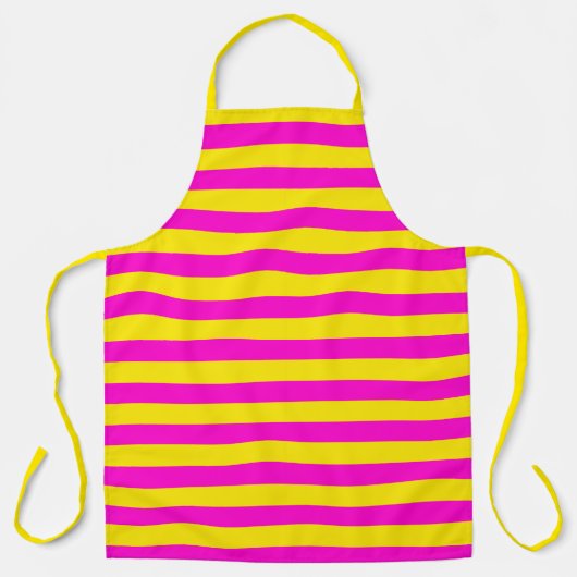 Tablier Rayures rose vif et jaune canari (Recto)