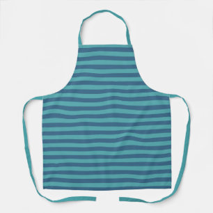 Tablier rayures vert de mer et bleu denim