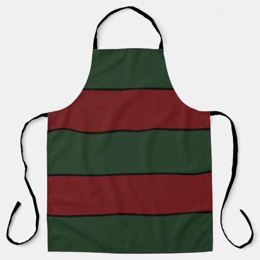 Tablier Rayures vertes et rouges de Noël classiques (Recto)