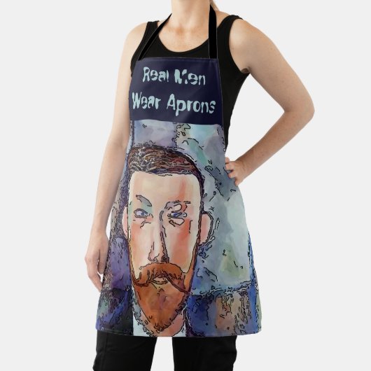 Tablier Real Men Cartoon Design ajouter du texte, Apron (Insitu)