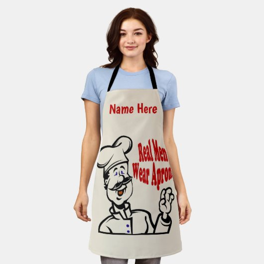 Tablier Real Men Wear Aprons - ajouter du texte, Apron (Porté)