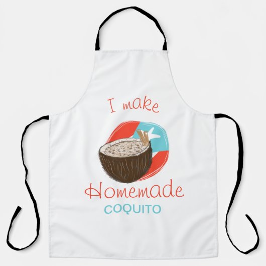Tablier Recette de Coquito Boisson Coco Hand Drawn Entrepr (Recto)