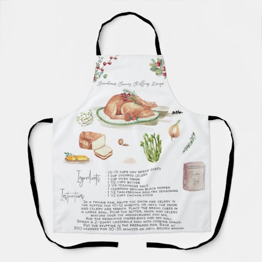 Tablier Recette Heirloom Apron | Farce de la Turquie (Recto)